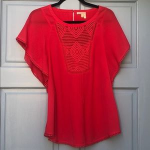 Anthropologie Coral Boho Blouse